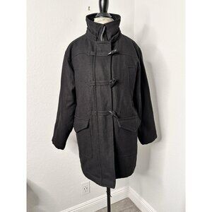 Hawke & Co Women's Size 14/16 Black Wool Blend Snap Jacket Trench Coat